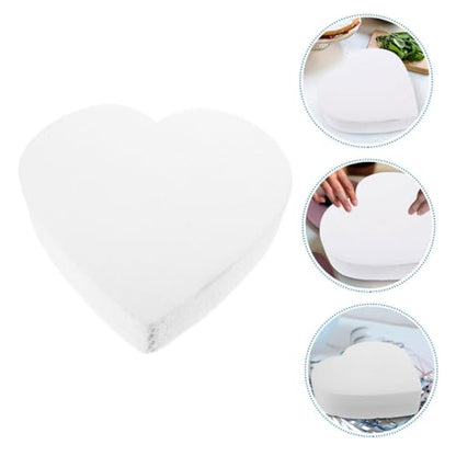 OSALADI Heart Shaped Foam Cake Model 10 Inch Baking Practicing Tool White Foam Bakery Cake Decorating Prop for Wedding Party Photography