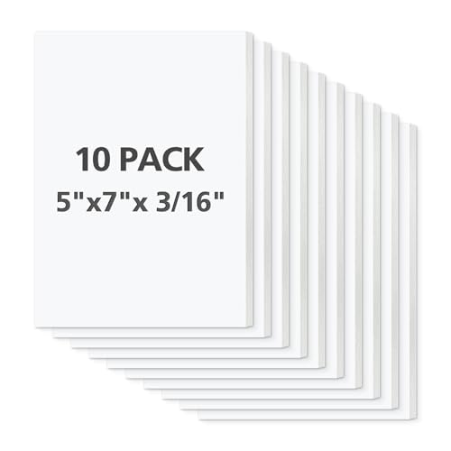 Mat Board Center Premium White Foam Core Board - 5x7 Inches, 3/16 Thick - 10 Pack, Acid-Free - Ideal for Mounting, Crafts, Art, and Presentations - color: White, size: 5x7