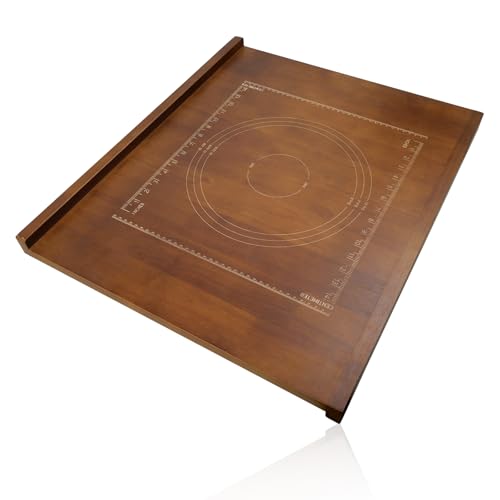 24" x 20" Reversible Wooden Pastry Board Wood Pasta Board with Lip Bread Board Cutting Board Chopping Board Pie Board with Engraved Ruler for Counter Top Kitchen-Brown - color: Brown
