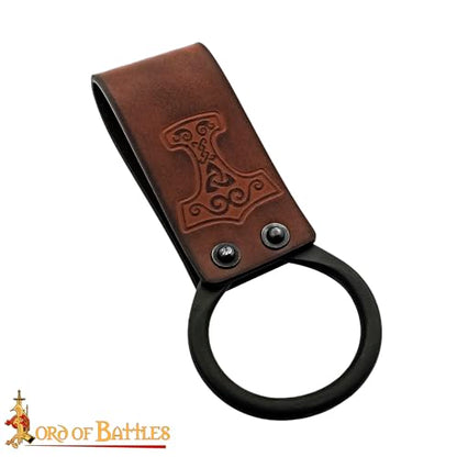 Lord of Battles Medieval Genuine Leather Axe Frog | Axe Holster with Belt Loop | Waist Holder for Axes, Tools - color: Mjolnir - Brown