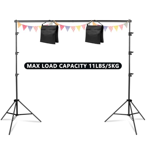 10x10FT Adjustable Photography Backdrop Stand Kit Photo Studio Background Support with 4 Crossbars 6 Clamps 2 Sandbags