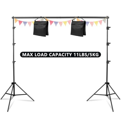 10x10FT Adjustable Photography Backdrop Stand Kit Photo Studio Background Support with 4 Crossbars 6 Clamps 2 Sandbags