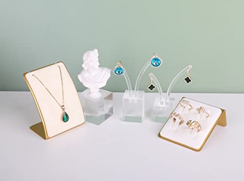 Beige Necklace display stand, Velvet Jewelry necklace display holder for selling, small metal earring neck storage organizer, online jewelry photography props【Beige】 - color: Cream