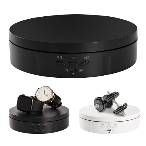 22 lbs Motorized Rotating Display Stand for Jewelry, 360 Degree, Automatic Mute Rotating Display Stand, Electronic Turntable with USB Charging Port for Display, Photography Products, Cupcakes, Toys