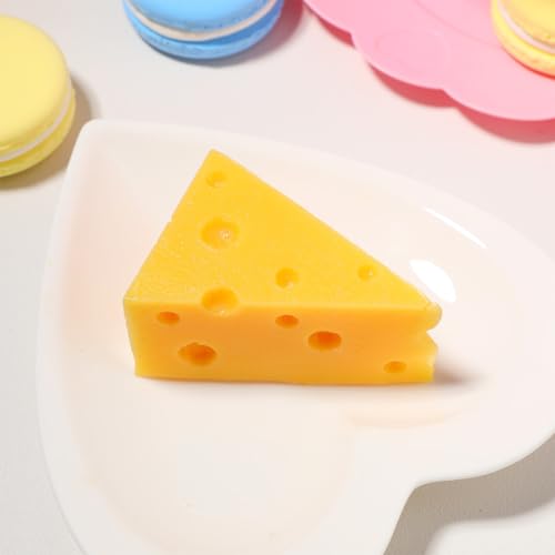 Generic Simulated Triangle Cheese Model 2.55X1.77X1.37 Inch Fake Cheese Decor for Bakery Shop Kitchen Display Photography Prop