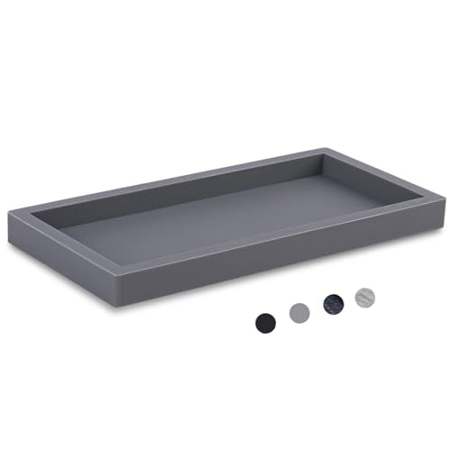 Bathroom Trays for Counter, Slicone Vanity Trays for Bathroom, Rectangle Sponge Holder for Kitchen Sink - Grey - color: Gray, size: 9.8" x 4.7"