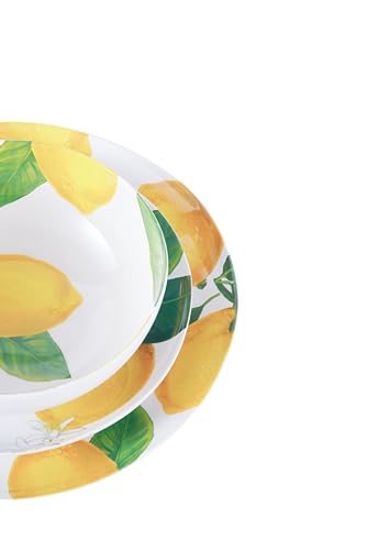 Abode Homewares Lemon Fresh 8.5'' Durable Melamine Salad Plates, Shatter-Resistant and Dishwasher-Safe Indoor/Outdoor Dinnerware for Salads, Appetizers, Desserts, or Side Dishes - Yellow - Set of 6 - size: Salad Plate