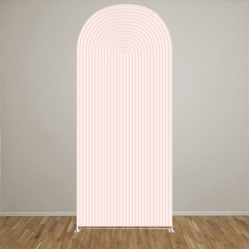 2D Printed Ripples Party Arch Covers Arched Backdrop Cover Stretchy Cover for Party Decoration Round Top Frame Spandex Cover (Light Pink459,8x4.6ft) - color: Light Pink459, size: 8x4.6ft
