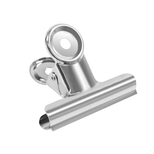 Coideal Large Bulldog Binder Paper Clips, 12 Pack Big Metal Bull Clips Silver Hinge Clip Clamps for Files Crafts, Food Bags, Drawing, Photo at Kitchen & Office (2 1/2 Inch) - color: Silver
