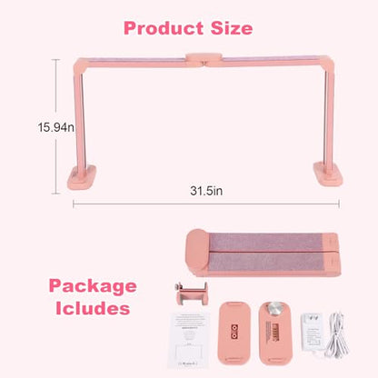 34in Half Moon Light for Nail Desk, Foldable LED Lamp for Nail Art, Tattooing, Craft Making, Stepless Dimming, 3000-6000K Color Temperature Adjustment, 456 Light Beads, Pink with Diamond - color: Pink with Diamond