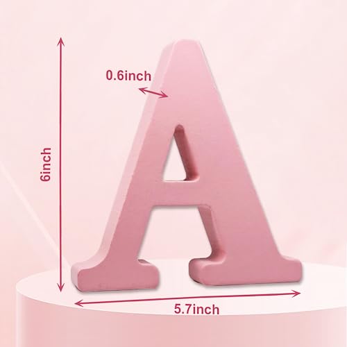 AOCEAN 6 Inch Pink Wood Letters Unfinished Wooden Letters for Wall MAGA Decorative Standing Letters Slices Sign Board for Crafts Christmas Decoration Home Party Projects (A) - style: A