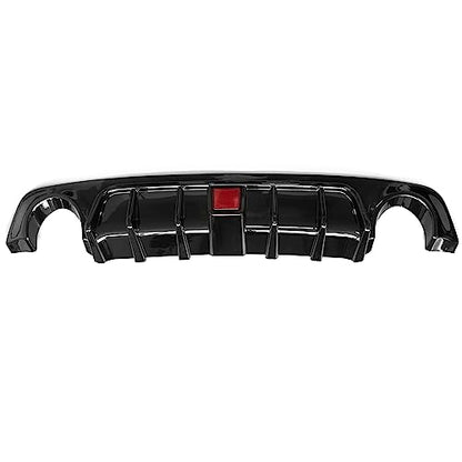 FREEMOTOR802 Rear Diffuser with LED Brake Light, Fits 2018-2024 Infiniti Q50, Gloss Black PP Rear Bumper Molding Lower Lip Splitter Spoiler Valance Panel Add-on Exterior Styling Trim Kit