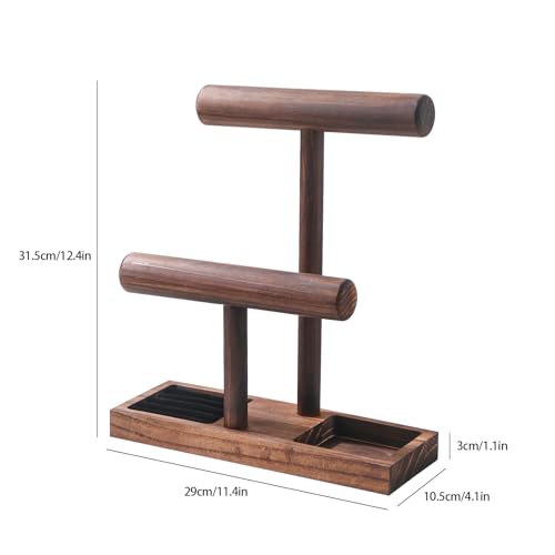 Bracelet Holder, Bracelet Display Stand for Vendors, T-Bar Necklace Scrunchie Wooden Storage Rack, Bangle Watch Jewelry Display Tower (2 Tier) - size: 2 Tier