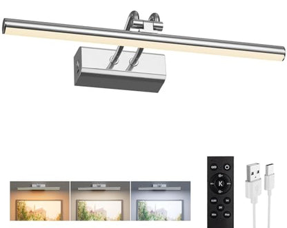 Picture Light for Wall, Platinum Silver, Battery Operated - color: Platinum Silver, size: 13.8Inch
