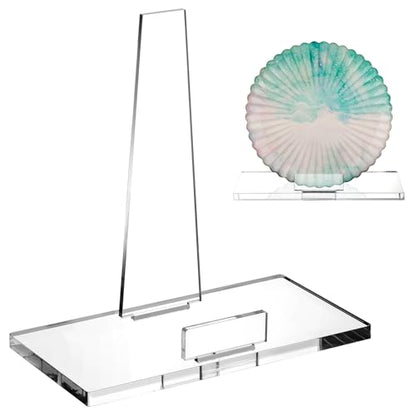 RattanView 8 Inch Acrylic Plate Stand for Display Acrylic Easel Holder Clear Picture Frame Book Magazine Stand with Square Block Base for Table Home Office Exhibit - size: 8 inch