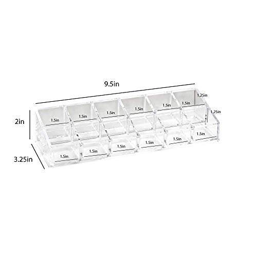 Isaac Jacobs Clear Acrylic 12 Compartment Nail Polish Holder, Organizer for Makeup, Essential Oils, Storage Solution, Rack Display (2 Rows (x6)) - size: 2 Rows (x6)