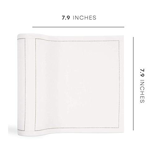 MY DRAP Linen Reusable Luncheon Napkins 7.9x7.9 in (20 Napkins, Cream) - color: Cream Linen