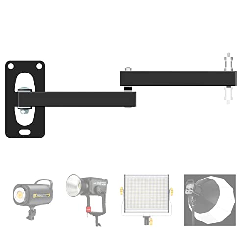 Photographic Wall Mounting Boom Arm Stand: Fold Extend Adjustable 12in Long Bracket,Heavy Duty Wall Mount,Multi Angle,for Photography Strobe Light Monolight,Softbox,Ring Light,Live Broadcast