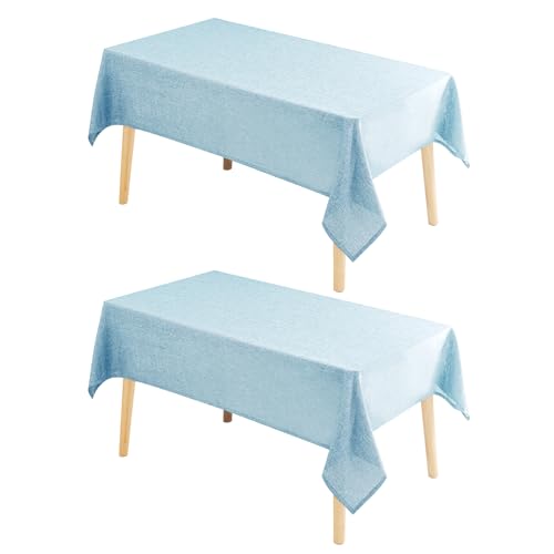 Hiasan 2 Pack Faux Linen Square Tablecloth - Wrinkle and Stain Resistant Washable Table Cloth for Kitchen Dining Room Holiday Table Cover for Party Dinner, Lux Slate Blue, 30 x 30 Inch - color: Lux Slate Blue, size: 30"x30"|2 Pack