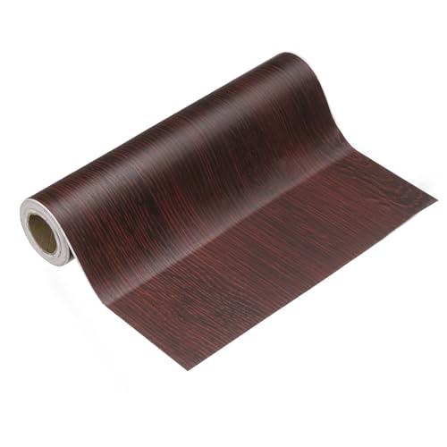 HARFINGTON Wood Grain Wallpaper Border 8" x 16.4ft PVC Self-Adhesive Textured Frame Sticker Waterproof Wall Decorative Wallpaper for Floor Door Table Cabinets Desk, Red Wood - color: Red Wood, size: 8" x 16.4ft