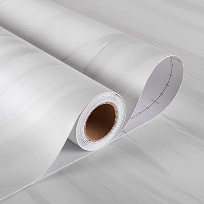 Stickyart 36"x160" Extra Wide Marble Countertop Peel and Stick White Marble Wallpaper Removable Kitchen Vinyl Countertop Wrap Waterproof Self Adhesive Laminate Counter Top Sheet for Counter Desk