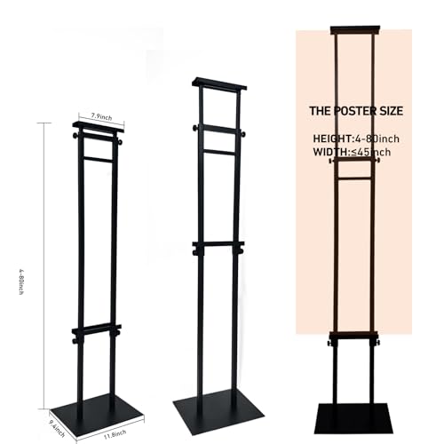 Heavy Duty Adjustable Pedestal Sign Stand, Double Sided Display Stand Adjustable to 80 inches for Poster Board & Foam Board, Column Sign Holder for Business Lobby, Wedding, Event, Black