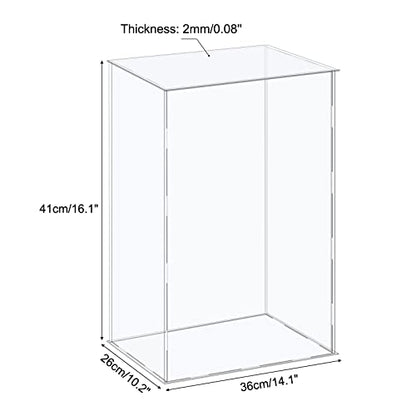 MECCANIXITY Acrylic Display Case Plastic Box Cube Storage Box Clear Assemble Showcase 14.1x10.2x16.1 Inch for Collectibles - size: 14.1x10.2x16.1 Inch