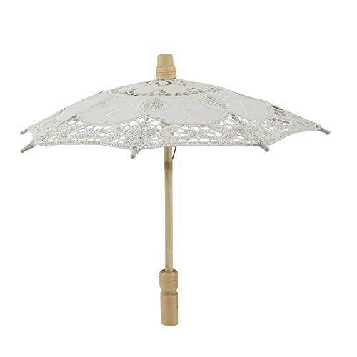 Joyzan Wedding Lace Parasol, Vintage Bride Umbrella Small Embroidery Flower White Decoration Mini Decorative Chinese Tiny Gift Lady Costume Party Romantic Photography Photo Prop Cosplay Decor 10inch - color: ??¡ì????¡§¡é