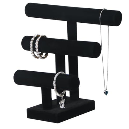 Pangkeep 3 Tier Bracelet Holder,Bracelet Displays for Selling,Jewelry Display Stand for Bangles Necklaces Hair ties Scrunchies Watches (Black) - color: Black