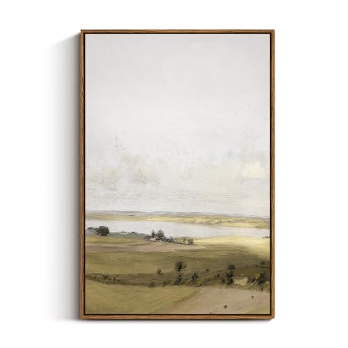 VIYYIEA Vintage Nature Large Framed Wall Art, View of Hilly Paintings Art Decor Aesthetic, Canvas Print Artwork, Hilly Landscape Wall Pictures for Bedroom Bathroom Office, 20x30 Inch - color: A Hilly Landscape, size: 30"L x 20"W