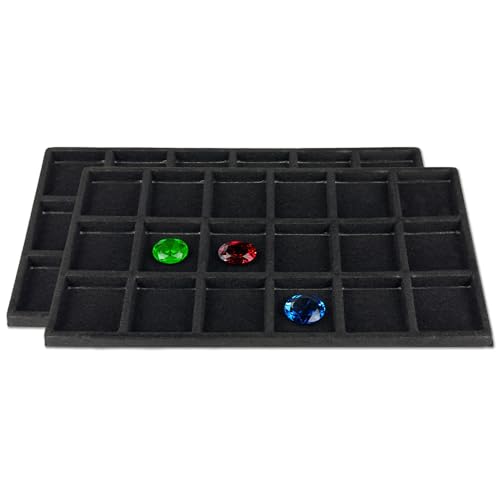 TheDisplayGuys For Your Modern Living 2-Pack 18-Compartments Flocked Velvet Jewelry Display Inserts - Tray/Case Liners - Ring Earrings Storage, (Black) by The Display Guys - color: Black, size: Compartments - 18