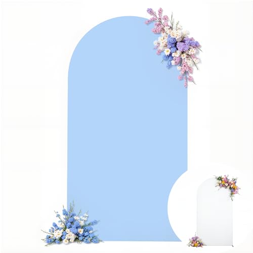 Wedding Arch Backdrop Cover, 6FT White Blue Arch Cover Stretchy Backdrops, Double-Sided Arch Stand Covers for Wedding Ceremony, Baby Shower, Birthday Party Decoration - color: White+Blue, size: 6FT
