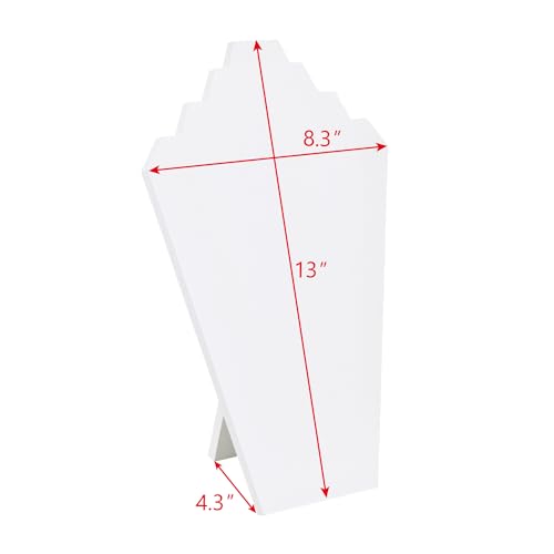 Ikee Design 2pcs Set Wood Jewelry Display Bust with Easel for 3 Necklaces, Wash White Color, ‎8.3" W x 4.3" D x 13" H - color: Wash White