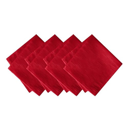 Elrene Home Fashions Continental Solid Texture Water and Stain Resistant Fabric Dining Slub-Weave Texture Napkins, Set of 4, 17"x17", Red - color: Red, size: 17" x 17" (Set of 4)