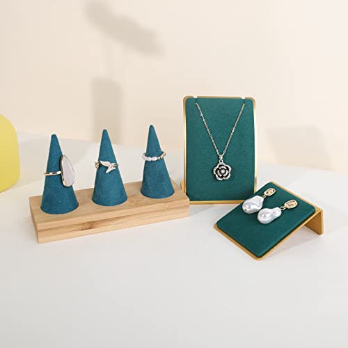 Green Necklace display stand, Velvet Jewelry necklace display holder for selling, small metal earring neck storage organizer, online jewelry photography props【Green】 - color: green
