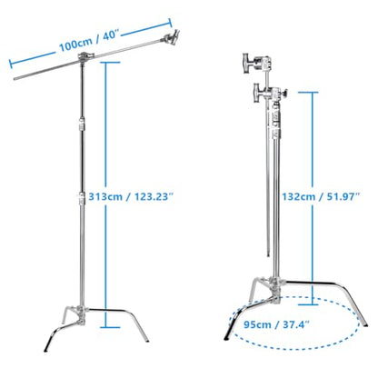 Kupo 40" C-Stand Sliding Leg Kit with Quick-Release System Professional Grip Stand Including 2.5" Grip Head and 40" Grip Arm for Photography, Lighting, and Rigging Applications, Silver (KS707612) - color: Silver, size: 40in Sliding Leg Kit with Quick Rele