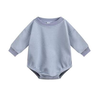 Bafeicao Baby Boy Girl Bubble Romper Color Block Long Sleeve Sweatshirt Romper Outfit Spring Cute Clothes - color: Blue, size: 3-6 Months