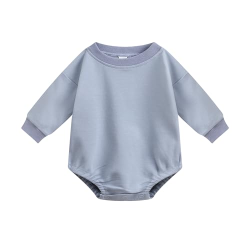 Bafeicao Baby Boy Girl Bubble Romper Color Block Long Sleeve Sweatshirt Romper Outfit Spring Cute Clothes - color: Blue, size: 3-6 Months