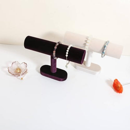 Bracelet T Bar Display for Selling, Wahtch Stand Jewelry Display, Velvet Bangle Holder Organizer【Purple】 - color: Purple