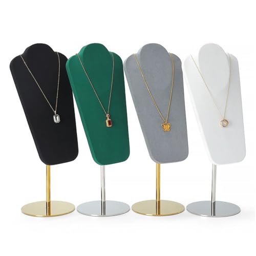 Jewelry Towers Necklace Display Rack Microfiber Jewelry Rack Window Jewelry Shelf Light Luxury Metal Jewelry Display Props Jewellery Stand Display(White) - color: White