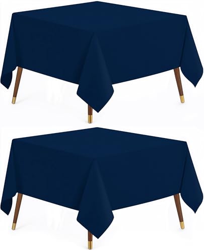 Utopia Kitchen Rectangle Table Cloth 2 Pack(54x54 Inches, Navy Blue), Tablecloth Machine Washable, Polyester Table Cover for Dining, Buffet Parties, Picnics, Events, Weddings and Restaurants - color: Navy Blue, size: 2 Pack 54x54 Inch Tablecloth