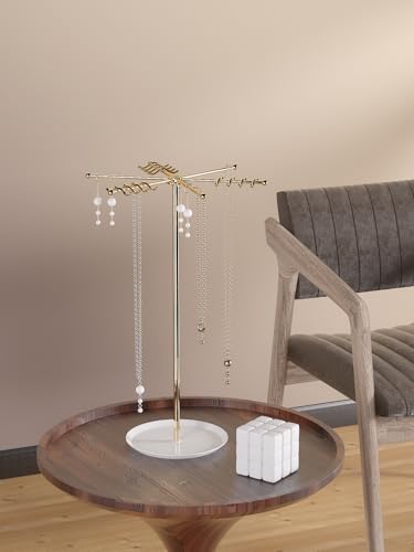 Rotating Necklace Holder,Tabletop Long Necklace Organizer Stand For Woman And Men,Jewelry Tree Bracelet And Earring Display Hanging Rack For Vendors,Small Jewelry Storage Stand