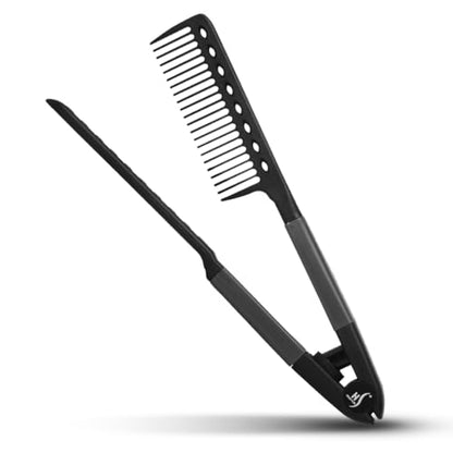 HerStyler Hair Comb For Straightening - Protects Hands - No More Knots - Styles Like A Pro - Versatile Hair Styling Comb - Travel Friendly (Black, Plastic, Dry Hair, 1 Count Pack of 1) - color: Black