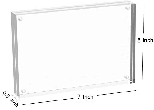 Meetu Acrylic Picture Frame 5x7,Clear Freestanding Double Sided 20mm Thickness Frameless Magnetic Photo Frames Desktop Display with Gift Box Package(1 Pack) - size: 5x7"(1 Pack)