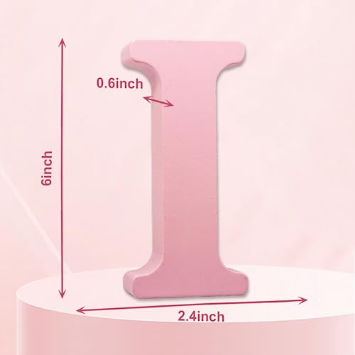 AOCEAN 6 Inch Pink Wood Letters Unfinished Wooden Letters for Wall MAGA Decorative Standing Letters Slices Sign Board for Crafts Christmas Decoration Home Party Projects (I) - style: I