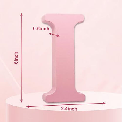 AOCEAN 6 Inch Pink Wood Letters Unfinished Wooden Letters for Wall MAGA Decorative Standing Letters Slices Sign Board for Crafts Christmas Decoration Home Party Projects (I) - style: I