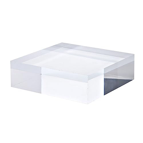 PATIKIL 4"x4"x1" Jewelry Display Riser, Polished Acrylic Cube Display Stand Block Collection Showcase Ring Holder Square, Clear - size: 4" x 4" x 1"