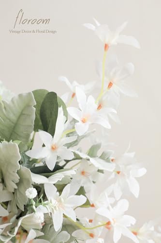 Floroom Artificial Greenery Stems Box Set, 97pcs with 6 Kinds of Faux Greenery Flowers Picks for DIY Bridal Bouquets Wedding Floral Arrangement Table Centerpieces, Sage Green & White - color: Sage Green & White