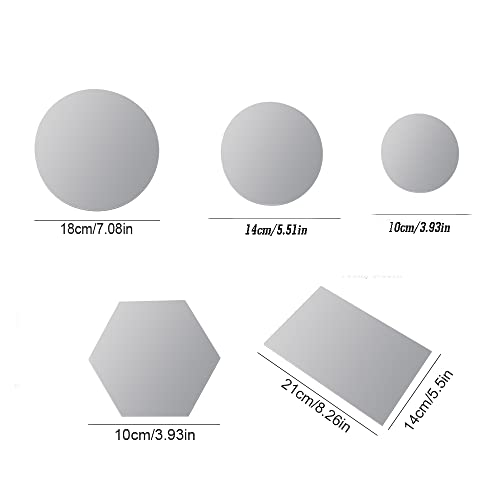 Acrylic Mirror Reflection Board Geometric Shape Photo Background Props Set Photography Ornaments Reflective Display Sheet (Silver 5Pcs) - color: Silver