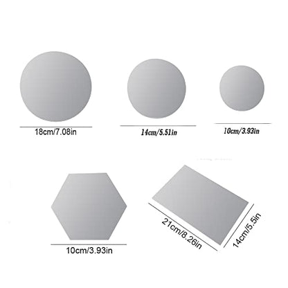 Acrylic Mirror Reflection Board Geometric Shape Photo Background Props Set Photography Ornaments Reflective Display Sheet (Silver 5Pcs) - color: Silver